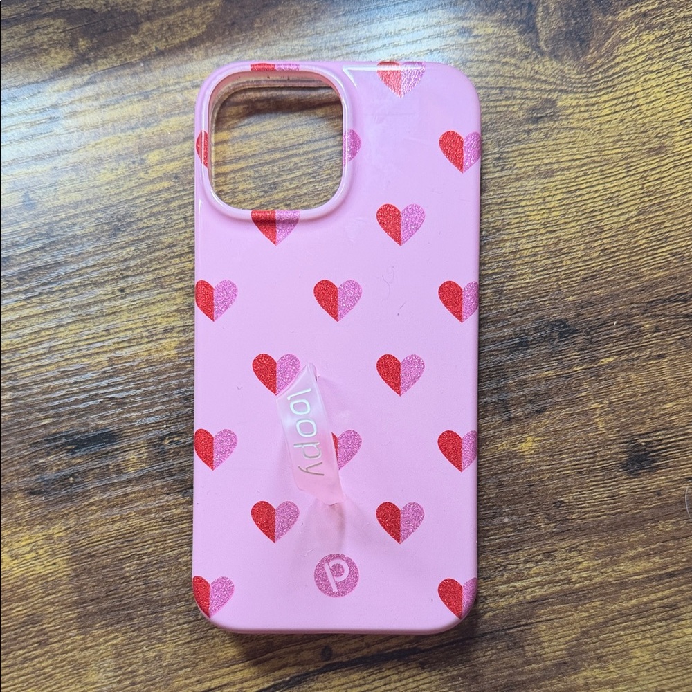 Loopy Case Pink with Red Hearts Phone Cover